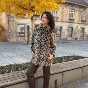 TWINSET plašček v leopard vzorcu teddy