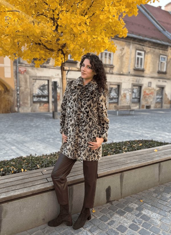 TWINSET plašček v leopard vzorcu teddy