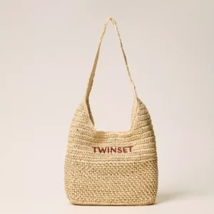 TWINSET Crochet raffia hobo torba – slamnata, pogled od spredaj