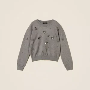 TWINSET siv pleteni pulover z vezenino