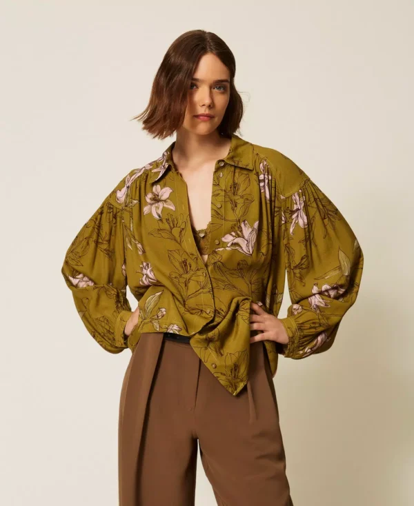 TWINSET bluza iz viskoze s cvetličnim vzorcem