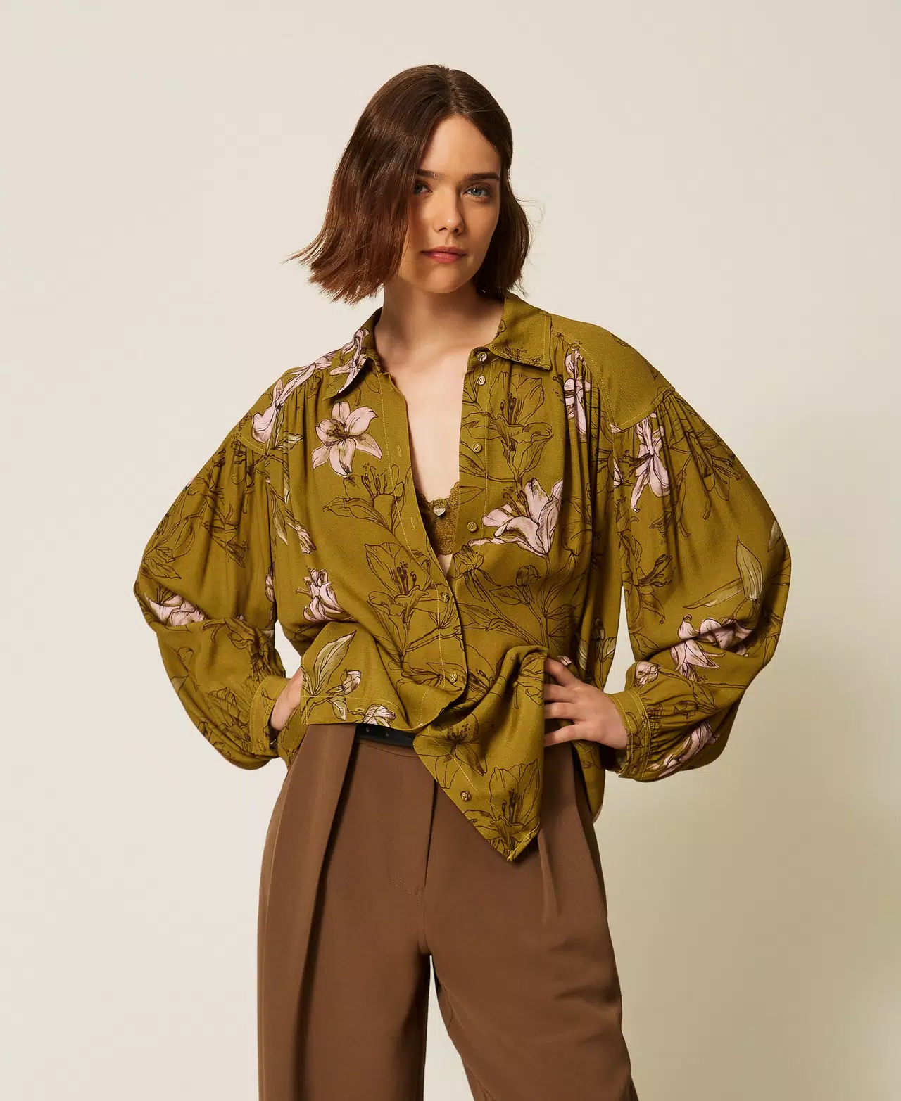 TWINSET bluza iz viskoze s cvetličnim vzorcem