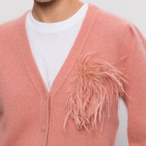 TWINSET 262TP3261 ženska pletena jopica z broško – roza