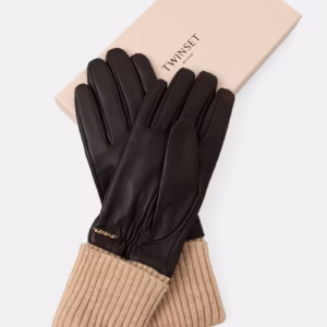 TWINSET 262TA4470 ženske usnjene rokavice – temno rjave