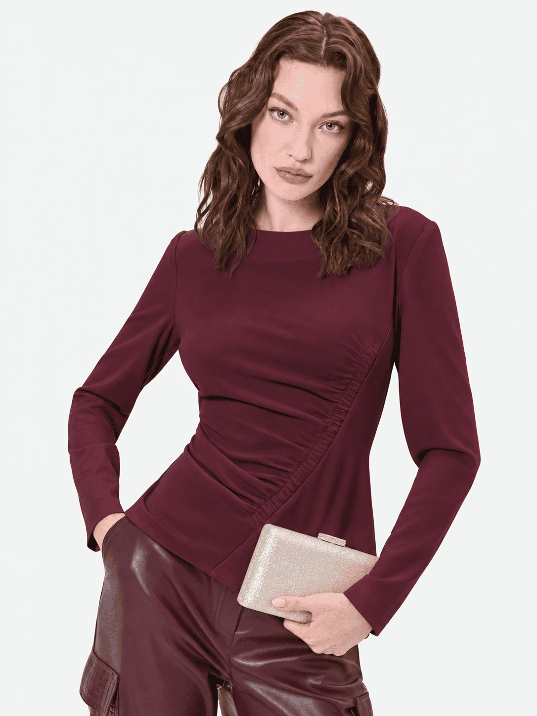 Rinascimento bluza z rokavi - Bordo rdeča