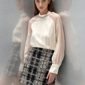 Rinascimento elegantna bluza z dolgimi prosojnimi rokavi