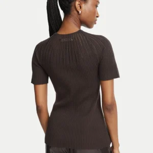 Rinascimento ženska bluza s slim fit krojem – temno rjava