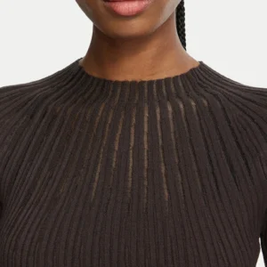 Rinascimento ženska bluza s slim fit krojem – temno rjava