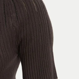 Rinascimento ženska bluza s slim fit krojem – temno rjava